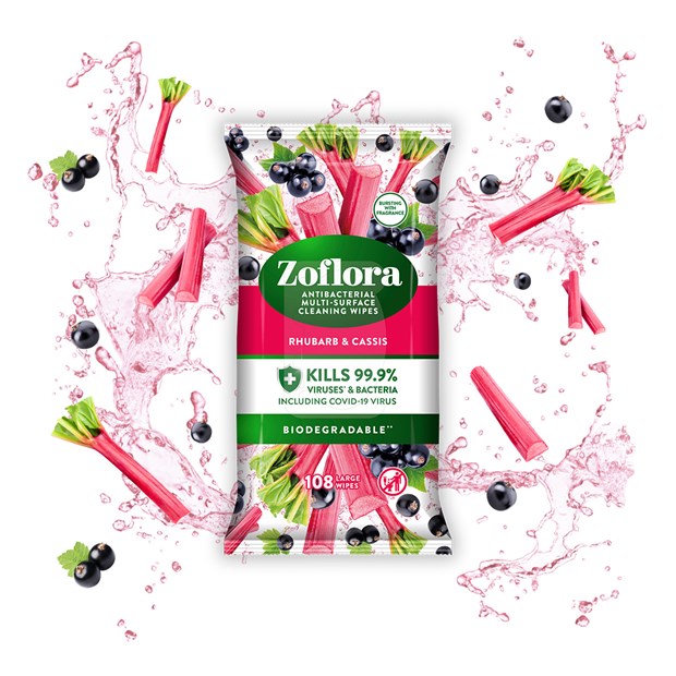 Zoflora Rhubarb & Cassis Multi-Surface Cleaning Wipes 