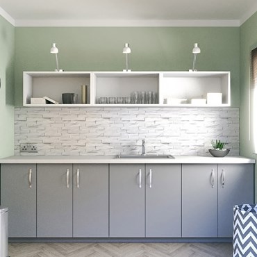 Grey and white utility room units