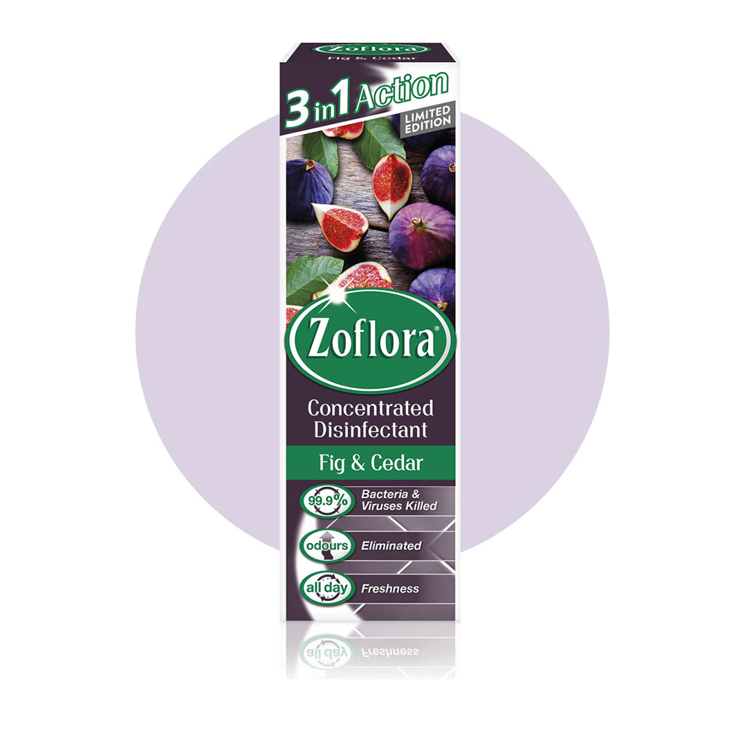 Zoflora Fig and Cedar fragrant disinfectant packaging