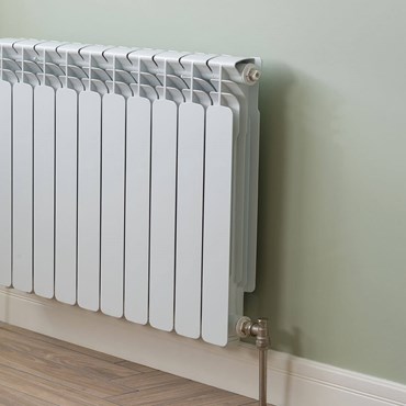 Radiator next to sage wall