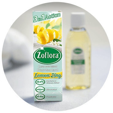 Zoflora box and bottle of lemon zing