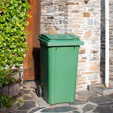 Green wheelie bin