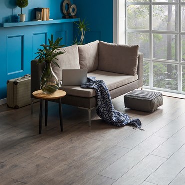 Hard wood floor with sofa