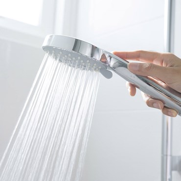 Shower head with water running