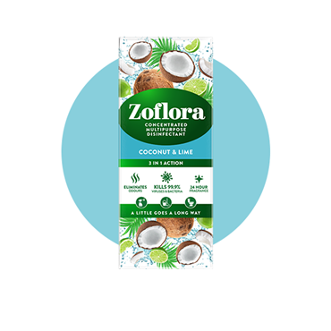 Zoflora Coconut and lime fragrant disinfectant packaging